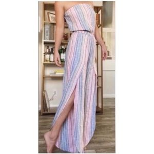 ANTHROPOLOGIE Drew “Emerson” Jumpsuit Strapless Stripe Pink White Blue Size: S